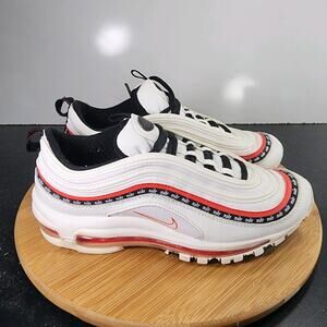 Sz 7 Youth Fit 8.5Women's Nike Air Max 97 010248 White Leather Running Sneakers